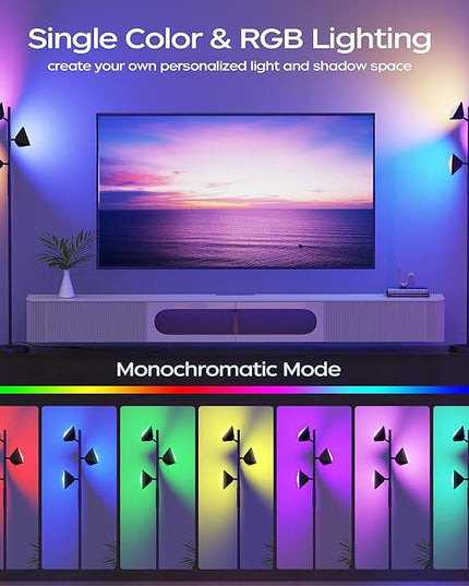 RGBCW Floor Lamp, 36W Color Changing LED Tree Floor Lamp, Stepless Dimmable Tall Standing Lamp with Remote & Touch Control, 2700K-6500K Modern Floor Lamps for Living Room, Bedroom, Gaming Room,Office - LeafyLoom