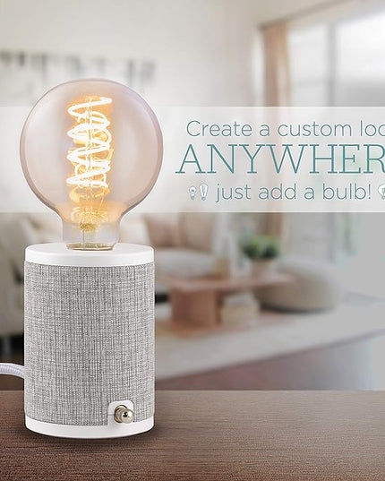 Enbrighten Anywhere Lamp, Lamp for Bedroom, Table, Bedside, Night Stands, Wall Mount, Designer Fabric Base with 6 Ft Braided Cord, Bulb Not Included, Gray, 46177 - LeafyLoom