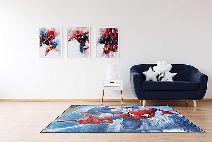 Jay Franco Marvel Spiderman Wall Crawler Room Rug - Large Area Rug Measures 4 x 5 Feet (Offical Marvel Product) - LeafyLoom