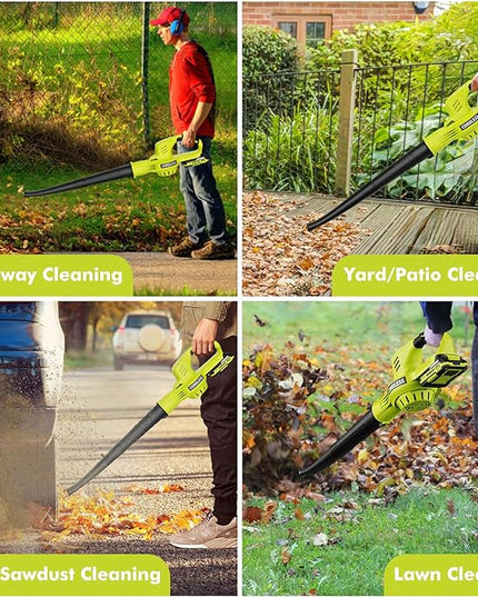 Leaf Blower Cordless - 21V Electric Cordless Leaf Blower with 2 Batteries and Charger, 2 Speed Mode, 2.0Ah Lightweight Battery Powered Leaf Blowers for Lawn Care, Patio, Blowing Leaves - LeafyLoom