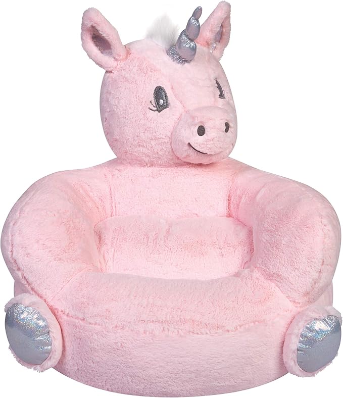 Trend Lab Pink Unicorn Toddler Chair Plush Character Kids Chair Comfy Furniture Pillow Chair for Boys and Girls, 21 x 19 x 19 inches - LeafyLoom