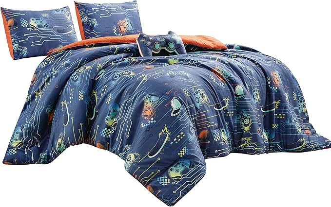 for Kids Game Boy 4-Piece Comforter Set - Beautiful Motif Design Bedding Set with Embrodery Print - LeafyLoom