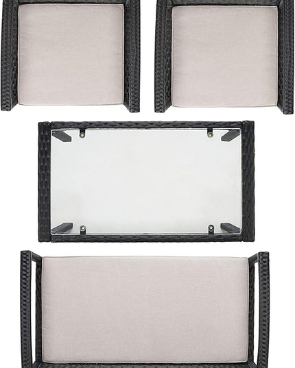 SAFAVIEH Outdoor Collection PAT7507 Conversation Set, Black/Light Grey - LeafyLoom
