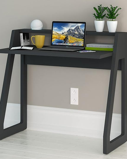 Computer Desk for Bedroom, Office & Small Spaces - Writing Desk Ideal for Students, Kids, Adults - Modern Design Compact Desk with Display Shelf - LeafyLoom
