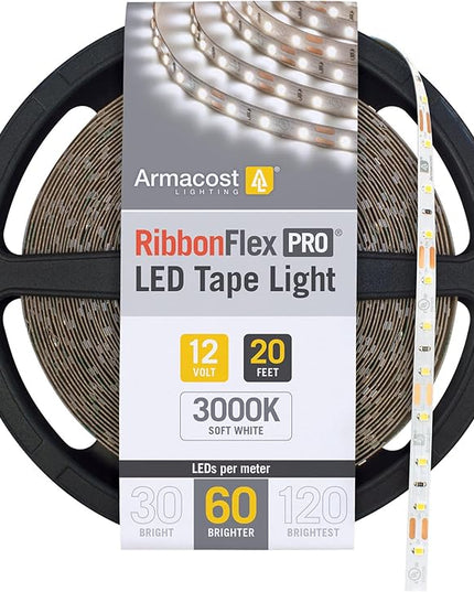 Armacost Lighting 142240 RibbonFlex Pro 60 LED Strip Light, 20 ft, 3000K, ArmacostLighting