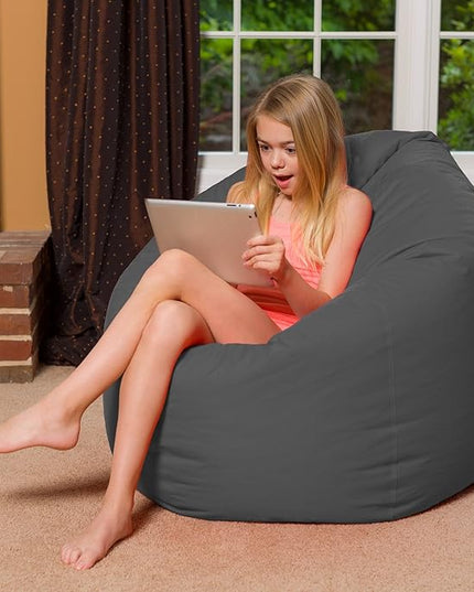 Posh Bean Bag Chair for Children, Teens & Adults - 35", Heather Gray - LeafyLoom