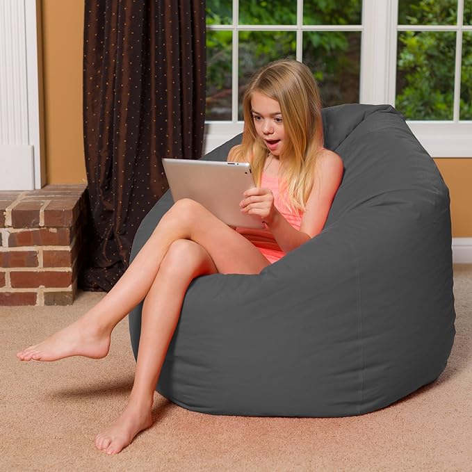Posh Bean Bag Chair for Children, Teens & Adults - 35", Heather Gray - LeafyLoom