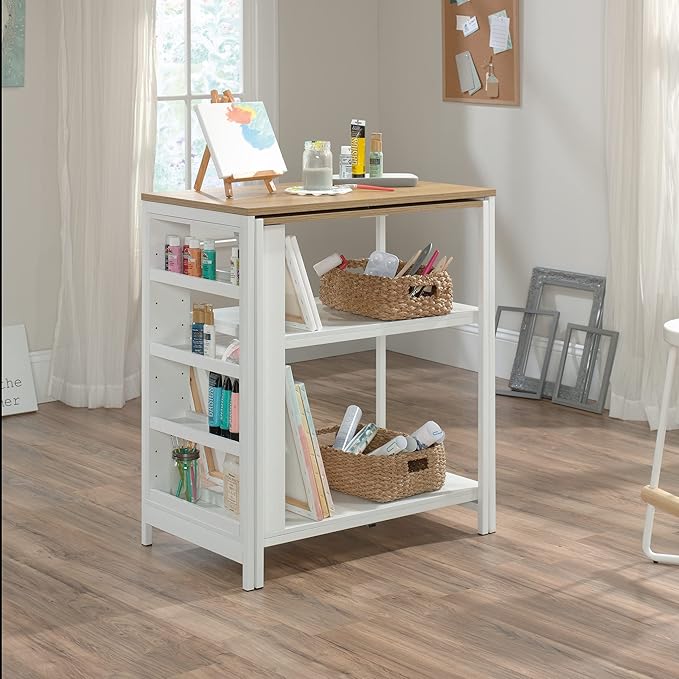 Sauder Miscellaneous Storage Kitchen Island, L: 31.50" x W: 32.88" x H: 36.00", White Finish - LeafyLoom