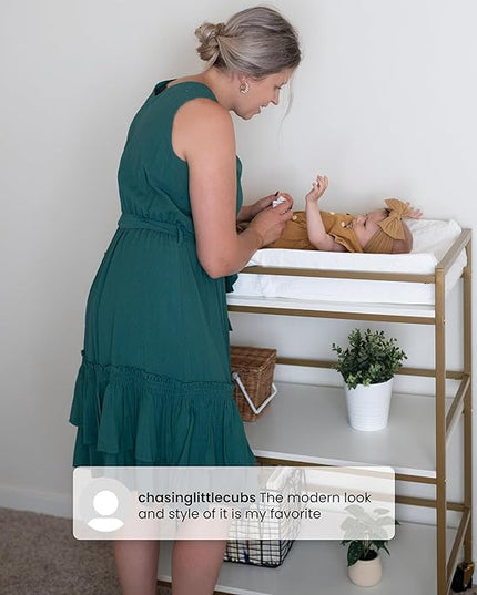 Delta Children Jade Changing Table/Cart, White Melamine/Bronze - LeafyLoom