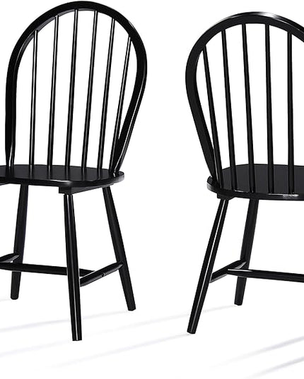 Christopher Knight Home Declan Farmhouse Cottage High Back Spindled Rubberwood Dining Chairs, 2-Pcs Set, Black - LeafyLoom