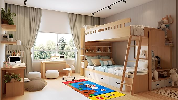 Bedroom Rugs Cartoon 3D Printing Rugs for Boys, Girls, Children and Infants, Children's Bedroom Game Room Anti-Skid Carpet for Children, Children's Crawl Rugs for Children's Playground Floor Mat - LeafyLoom
