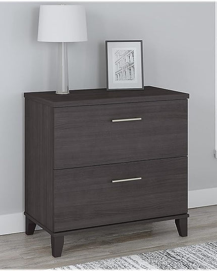 Bush Furniture Somerset 2 Drawer Lateral File Cabinet in Storm Gray - LeafyLoom