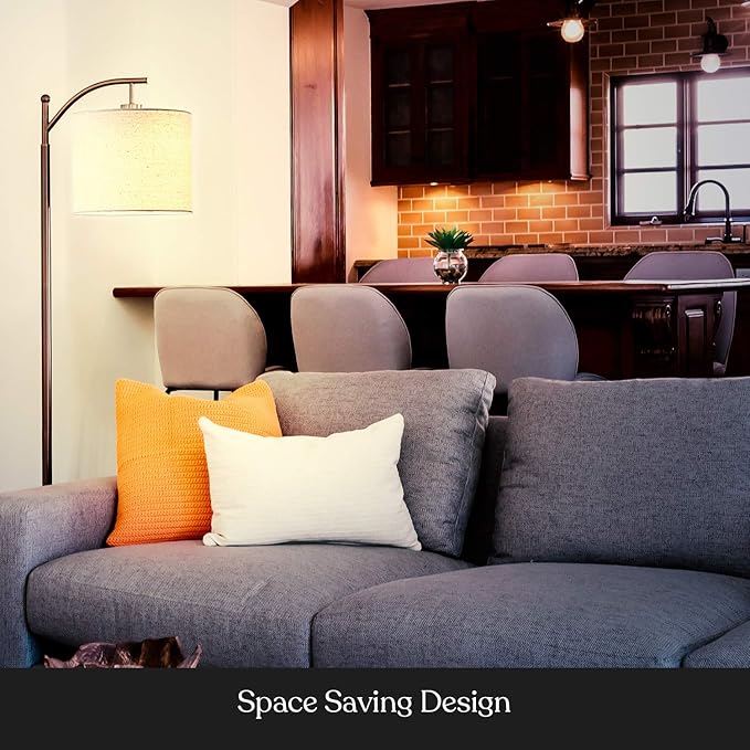 Brightech Montage LED Floor Lamp – Modern Floor Lamp for Living Rooms & Office, Tall Lamp with Arc Hanging Shade – Standing Lamp for Bedroom Reading, Mid-Century Pole Lamp for Farmhouse Style - Bronze - LeafyLoom