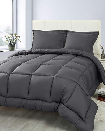 Utopia Bedding Queen Size Comforter Set with 2 Pillow Shams, Bedding Comforter Sets, Down Alternative Grey Comforter, Soft and Comfortable, Machine Washable (Pack of 4) - LeafyLoom