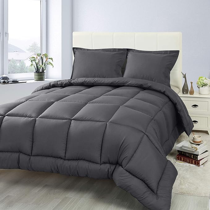 Utopia Bedding King Size Comforter Set with 2 Pillow Shams, Bedding Comforter Sets, Down Alternative Grey Comforter, Soft and Comfortable, Machine Washable (Pack of 3) - LeafyLoom