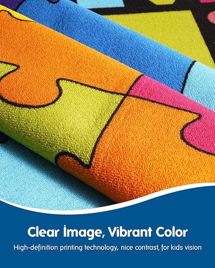 Booooom Jackson Large Classroom Rug Colorful Puzzle Classroom Carpet 7'5"x13'Classroom Rug with Non-Slip Backing School Preschool Rug Classroom Elementary Classroom Rug(Pz10C-4023) - LeafyLoom