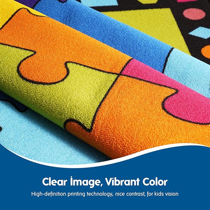 Booooom Jackson Large Classroom Rug Colorful Puzzle Classroom Carpet 7'5"x13'Classroom Rug with Non-Slip Backing School Preschool Rug Classroom Elementary Classroom Rug(Pz10C-4023) - LeafyLoom