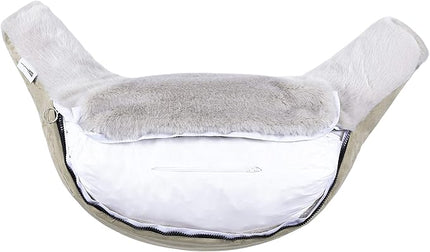 Husband Pillow XXL Cover Only - Baby Golden Wolf Fur Backrest Pillowcase Set, Two-Tone Reversible Double Sided Fabulous Faux Fur Reading & Bed Rest, Thick Zippers, 2 Sided Solid Fabric Neck Rolls - LeafyLoom