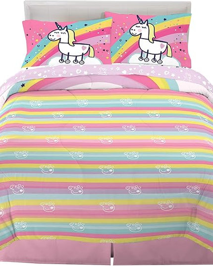 Franco Kids Bedding Super Soft Comforter and Sheet Set, 5 Piece Full Size, Peppa Pig - LeafyLoom