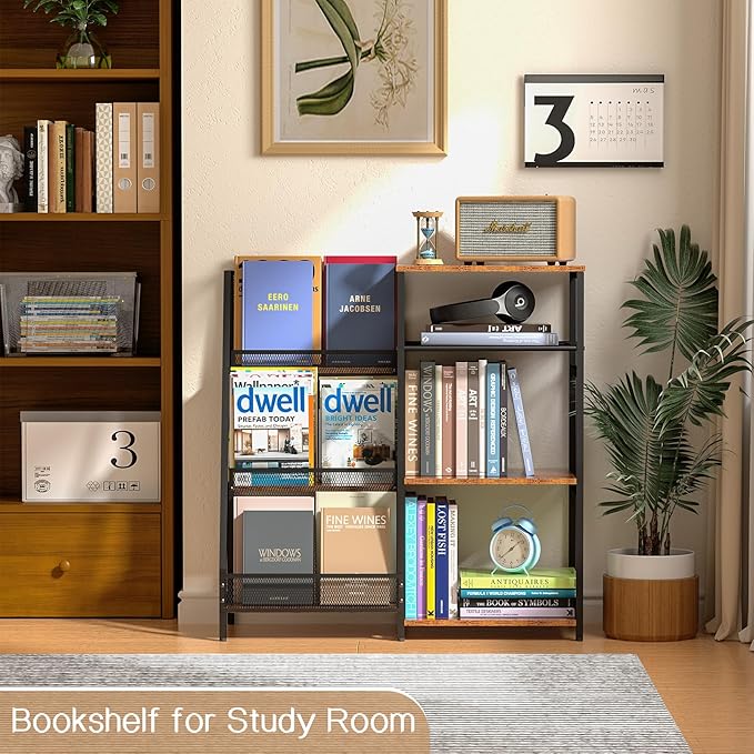 Vintage Bookshelf, Wooden Kids Bookshelf with 3-Tier Ladder Book Display Rack, Small Book Shelf Library Bookcase Storage Organizer, Short Wide Small Bookshelf Bookcase for HomeOffice - LeafyLoom