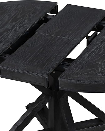 Retro Functional Extendable 12" Leaf, Adjustable Length, Easy to Assembly, Room, Kitchen, Espresso, 1 Piece Dining Table Set, Natural Wood Wash 6 - LeafyLoom