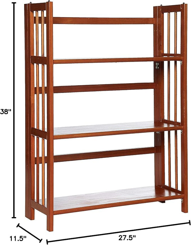 Casual Home 3-Shelf Folding Stackable Bookcase (27.5" Wide)-Mahagony - LeafyLoom