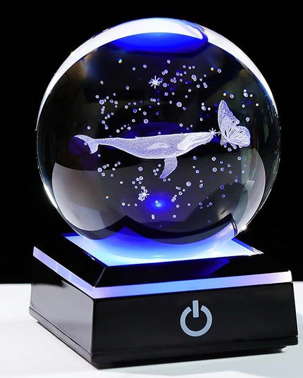 Qianwei 3D Crystals Whale Butterfly Decor Gifts for Women - Whale Butterfly Figurines Stuff Gifts for Whale Butterfly Lovers Statue Paperweight Birthday for Best Friend, Keepsake&Paperweight - LeafyLoom