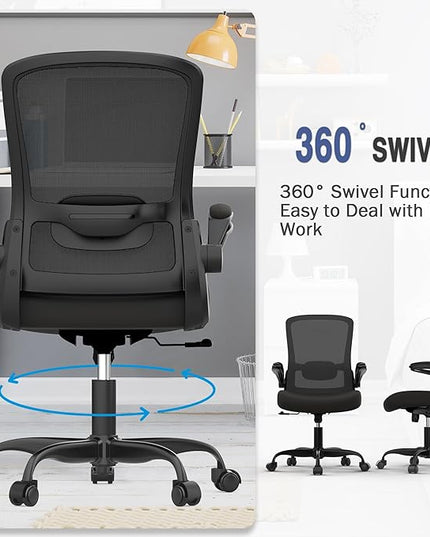 Office Chair, Ergonomic Desk Chair with Adjustable Lumbar Support, High Back Mesh Computer Chair with Flip-up Armrests-BIFMA Passed Task Chairs, Executive Chair for Home Office - LeafyLoom