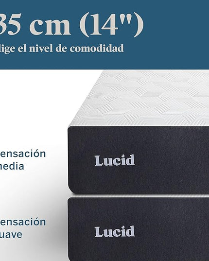 LUCID 14 Inch Memory Foam Mattress - Plush Feel - Memory Foam Infused with Bamboo Charcoal and Gel - Temperature Regulating - Pressure Relief - Breathable - Premium Support - California King Size - LeafyLoom