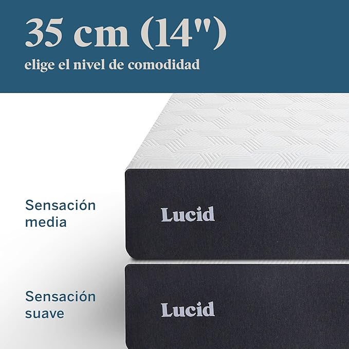 LUCID 14 Inch Memory Foam Mattress - Plush Feel - Memory Foam Infused with Bamboo Charcoal and Gel - Temperature Regulating - Pressure Relief - Breathable - Premium Support - California King Size - LeafyLoom