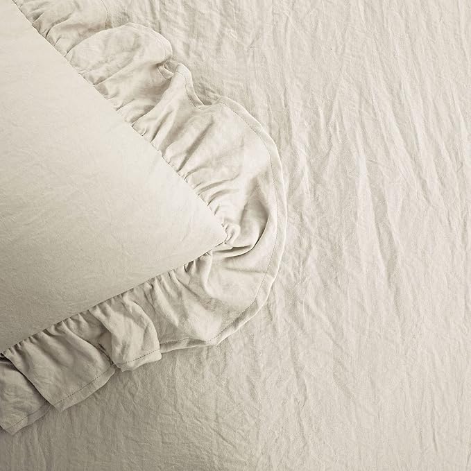 Lush Decor Reyna Ruffle Comforter Set - 3 Piece Cozy Ruffled Bedding Set - Timeless Elegance and Comfort for Bedroom - California King, Wheat - LeafyLoom