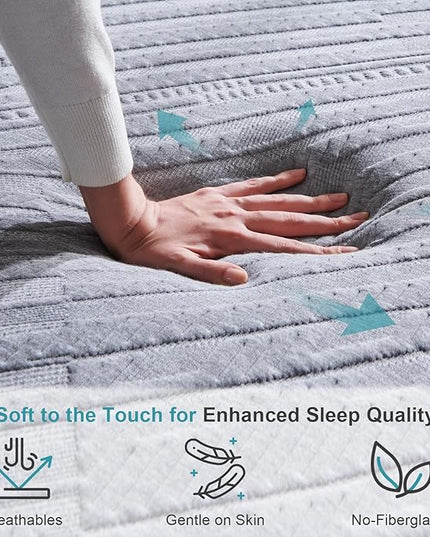 King Size Mattress,14-Inch King Foam Mattress in Box,Edges Support for Sleep Supportive,76" X 80" X 14",Grey - LeafyLoom