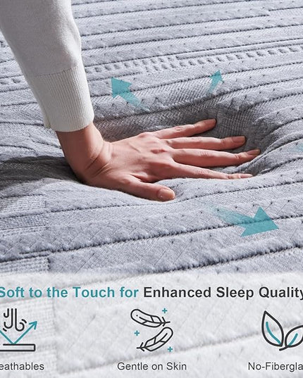 King Size Mattress,12-Inch King Foam Mattress in Box,Edges Support for Sleep Supportive,76" X 80" X 12",Grey - LeafyLoom