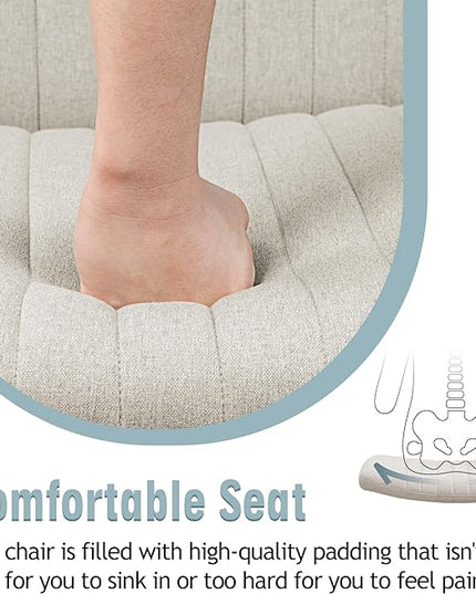 Armless Office Chair no Wheels, Ergonomic Wide Seat Swivel Desk Chair, Height Adjustable Cross Legged Comfortable Computer Chair for Living Room, Vanity Accent Chair Beige - LeafyLoom