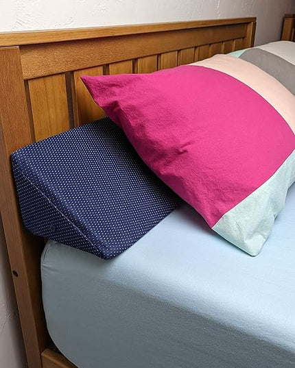 Insieme Queen Size Headboard Wedge Pillow (Blue) | Multi-Use Foam Bed Gap Filler for Covering Gaps Between Bed and Headboard or Wall (60x8x6x10 inch) - LeafyLoom