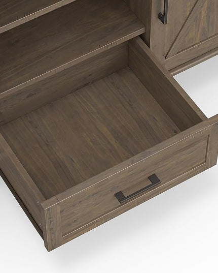 SIMPLIHOME Ela SOLID WOOD Wide Transitional Media Stand for TVs up to 60 inches for The Living Room and Entertainment Center, 53 inch, Smoky Brown - LeafyLoom