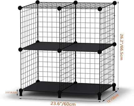 HOMIDEC Wire Cube Storage, Storage Shelves 4 Cube Bookshelf Bookcase Closet Organizer and Storage, Wire Storage Shelves Multi-Use DIY Storage Cube Shelf for Books, Toys, Clothes, Tools - LeafyLoom