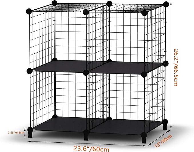 HOMIDEC Wire Cube Storage, Storage Shelves 4 Cube Bookshelf Bookcase Closet Organizer and Storage, Wire Storage Shelves Multi-Use DIY Storage Cube Shelf for Books, Toys, Clothes, Tools - LeafyLoom