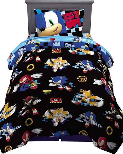 Sonic the Hedgehog Anime Kids Super Soft Comforter and Sheet Set, 4 Piece Twin Size by Franco, Prints may vary - LeafyLoom