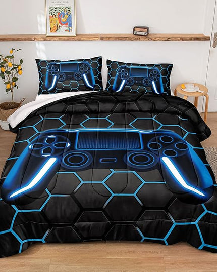 Boys Comforter Set,Gaming Bedding for Kids Teen,Game Console Comforter Set for Gamer Room Decor(comforter-Game41,Full) - LeafyLoom
