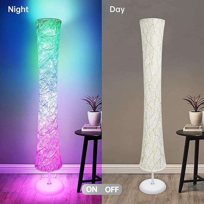 WORLD WIN Floor Lamps for Living Room, Standing Led Lamp RGB Color Changing with APP & Remote Control, 62 Inch DIY Mode Music Sync Modern Corner Lamp Decor for Living Room Bedroom Game, 1 Piece - LeafyLoom
