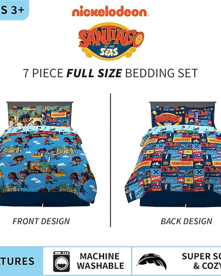 Franco Kids Bedding Super Soft Comforter and Sheet Set with Sham, 7 Piece Full Size, Santiago Of The Seas - LeafyLoom