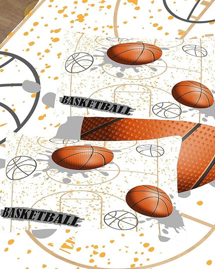 NINENINE White Basketball Comforter Sets for Teen Boys Full Size Sports Bedding White and Gold Comforter Sets with 1 Comforter 2 Pillowcases - LeafyLoom