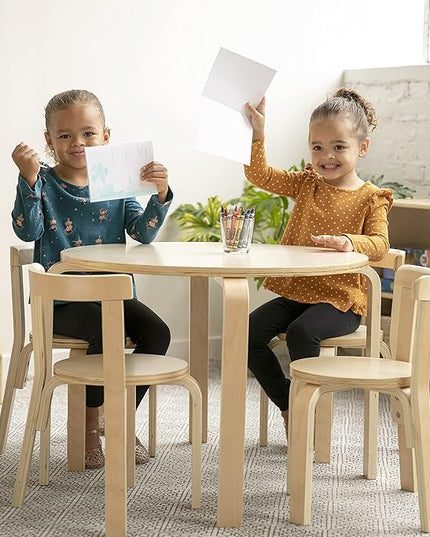 ECR4Kids ECRKids Seating, 5-Piece Table and Chairs Set, Natural - LeafyLoom