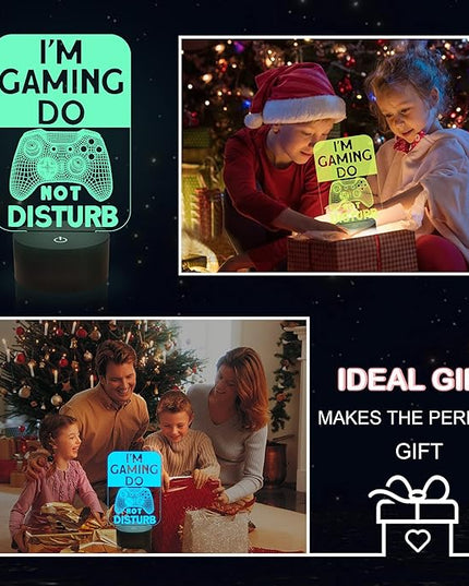 Do Not Disturb I'm Gaming Night Light,Gamepad Graphic Video Games Gamer Gift Funny 3D Illusion Lamp 16 Colors Changing Touch & Remote Control for Men Teenagers and Kids - LeafyLoom