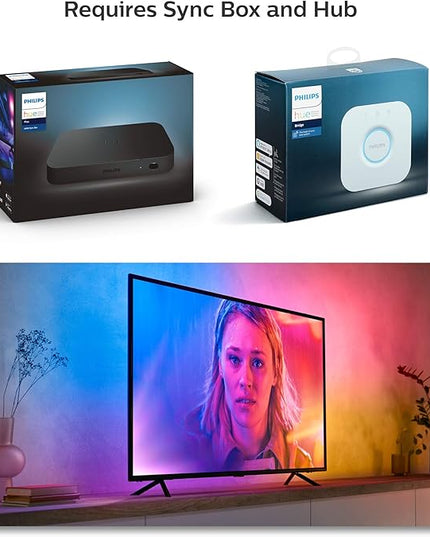 Philips Hue Play Gradient 55" Smart TV Light Strip - Flowing Multicolor LED Color-Changing TV BackLight - Sync with TV, Music, and Gaming - Requires Bridge and Sync Box - Control with App or Voice PhilipsHue