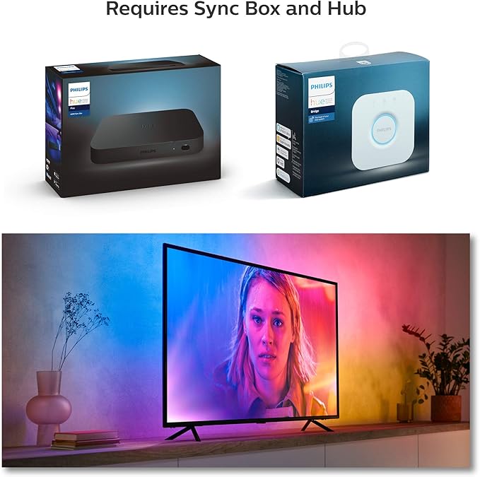 Philips Hue Play Gradient 55" Smart TV Light Strip - Flowing Multicolor LED Color-Changing TV BackLight - Sync with TV, Music, and Gaming - Requires Bridge and Sync Box - Control with App or Voice PhilipsHue