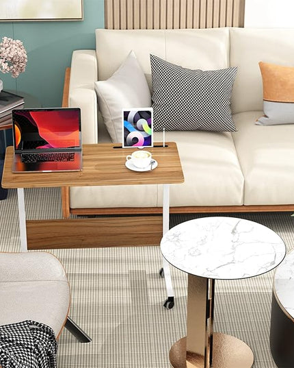SogesGame 31.5 inches Side Table with Wheels,Snack Side Table with Castors Mobile End Table Easy to Assemble for Laptop,Oak,05#3-80OK-S8-US - LeafyLoom