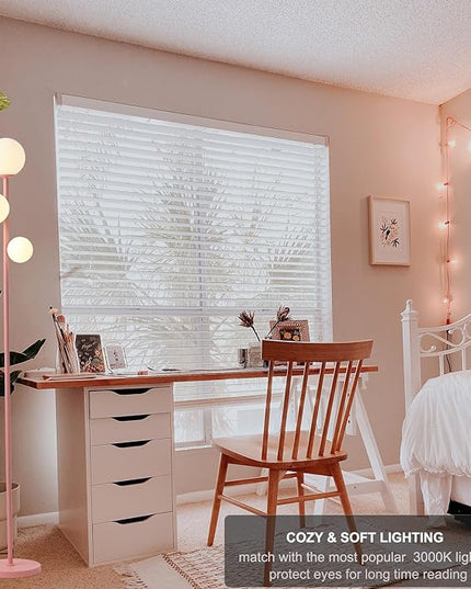 3 Globe Floor Lamp with Sphere Frosted Glass Shade and Warm Light LED Bulbs, Pink Modern Standing Lamp, Cute LED Tall Pole Lamp for Living Room, Bedroom, Girls Room - Elegant Pink - LeafyLoom