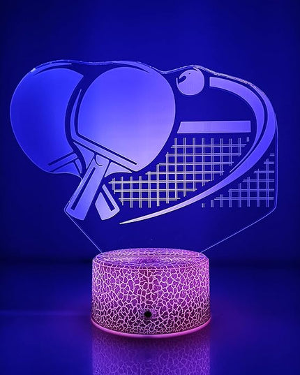 Optical Illusion 3D Ping Pong Paddle Night Light USB Power Remote Control LED Decor Table Desk Lamps 7/16 Colors Changing Lights Children Kids Gift Christmas Xmas Brithday Gift - LeafyLoom